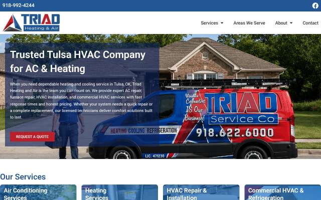 Triad Heating and Air's page as the assistant saw it