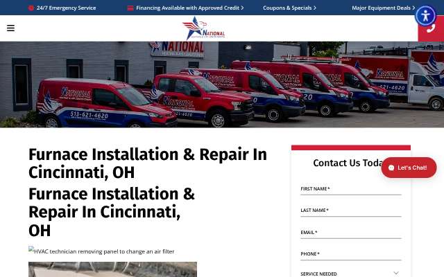 National Heating and Air Conditioning's page as the assistant saw it