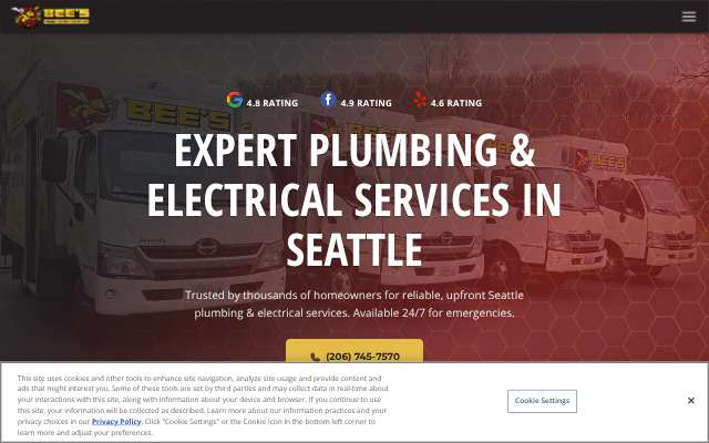 Bee's Plumbing and Heating's page as the assistant saw it