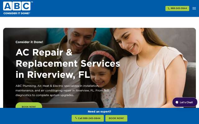 ABC Plumbing, Air, Heat & Electric's page as the assistant saw it
