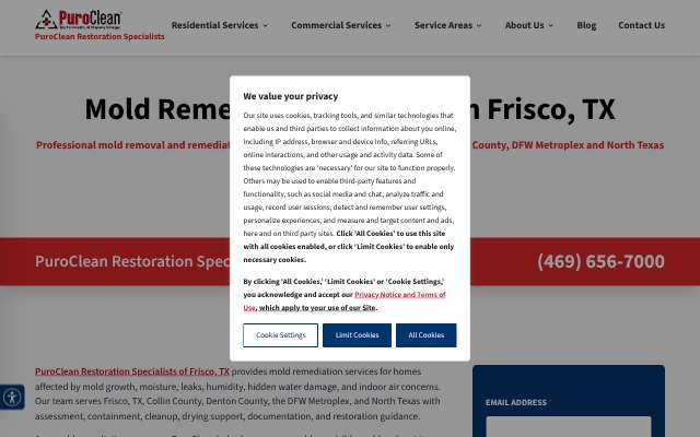 PuroClean Restoration Specialists of Frisco's page as the assistant saw it