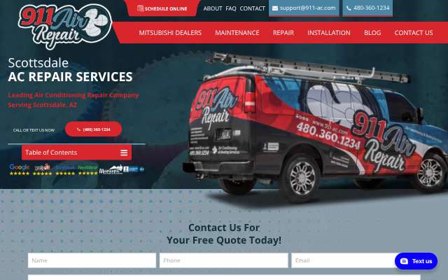 911 Air Repair's page as the assistant saw it