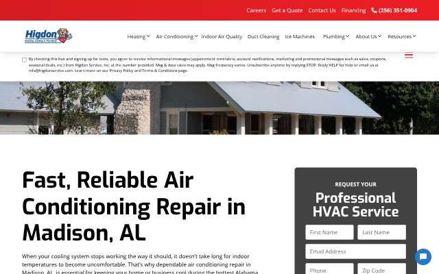 Higdon Service's page as the assistant saw it
