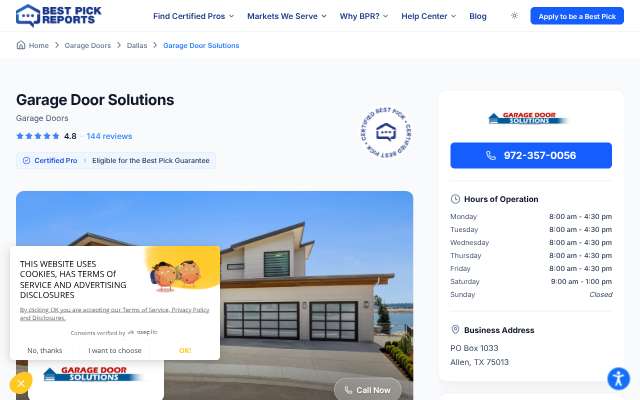 Page cited for Garage Door Solutions