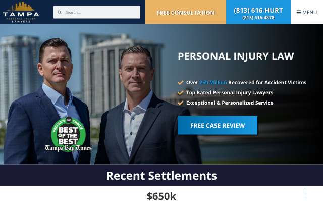 Tampa Personal Injury Lawyers (division of Battaglia, Ross, Dicus & McQuaid, P.A.)'s page as the assistant saw it