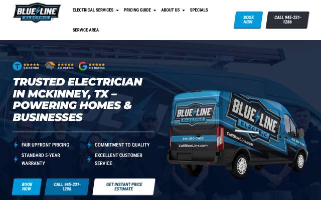 Blue Line Electrical Repair & EV Charger Installations's page as the assistant saw it