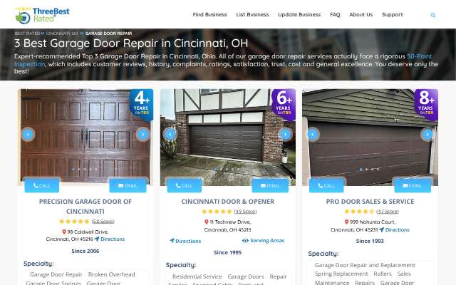 Page cited for Precision Garage Door of Cincinnati