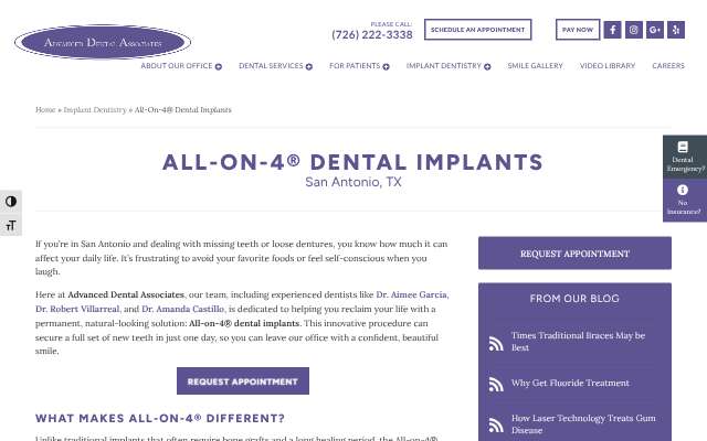 Advanced Dental Associates's page as the assistant saw it