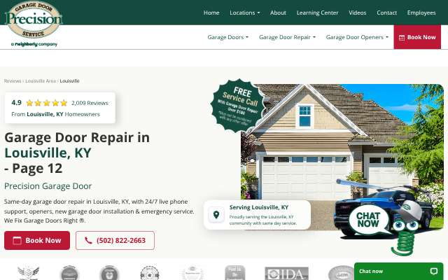 Precision Garage Door of Louisville's page as the assistant saw it