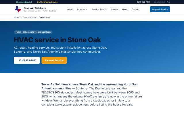 Texas Air Solutions's page as the assistant saw it