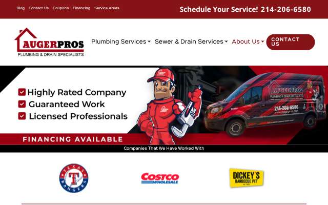 Augerpros Plumbing and Drain's page as the assistant saw it