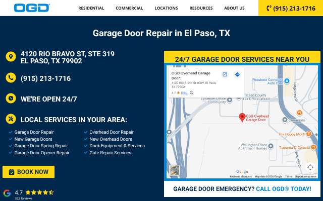 OGD Overhead Garage Door Service's page as the assistant saw it