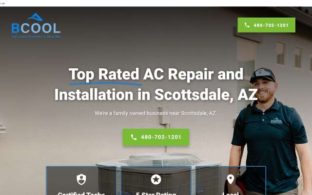 BCOOL Air and Heating's page as the assistant saw it