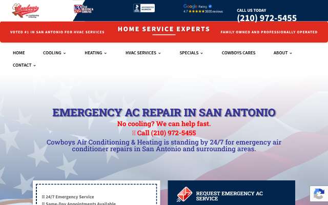 Cowboys Air Conditioning & Heating's page as the assistant saw it