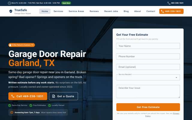 Page cited for TrueSafe Garage Door Repair