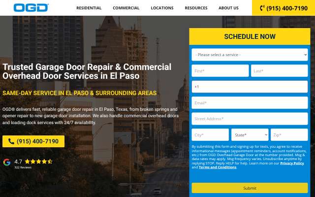 OGD Overhead Garage Door (El Paso)'s page as the assistant saw it