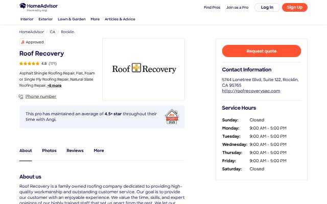 Page cited for Roof Recovery
