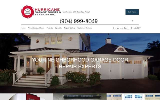 Hurricane Garage Doors and Services's page as the assistant saw it