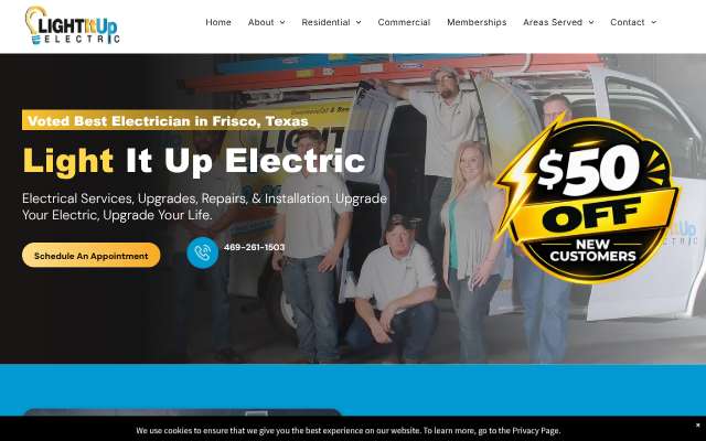 Light It Up Electric's page as the assistant saw it