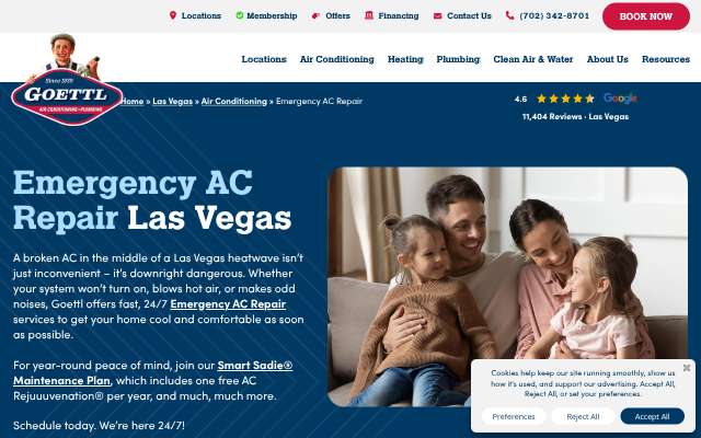 Goettl Air Conditioning and Plumbing's page as the assistant saw it