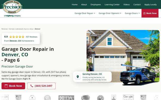 Precision Garage Door of Denver's page as the assistant saw it