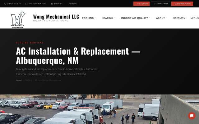 Wong Mechanical LLC's page as the assistant saw it