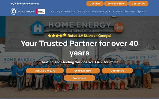 Home Energy Heating & Cooling's page as the assistant saw it