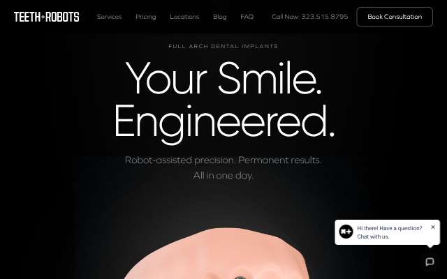 Teeth+Robots's page as the assistant saw it