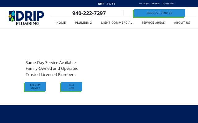 DRIP Plumbing's page as the assistant saw it