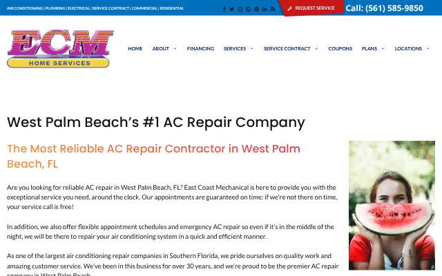 East Coast Mechanical's page as the assistant saw it