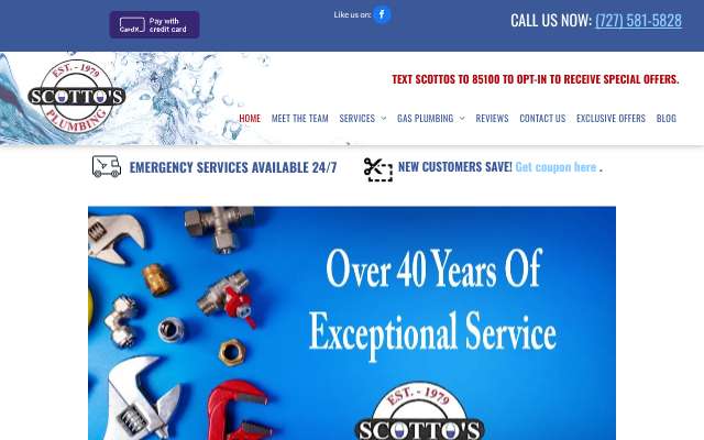 Scotto's Plumbing's page as the assistant saw it