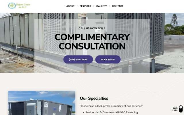 Highest Grade Air LLC's page as the assistant saw it