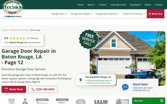 Precision Door Service of Baton Rouge's page as the assistant saw it