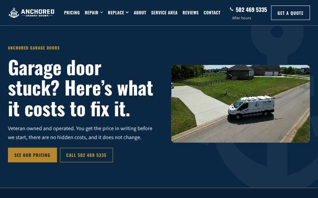 Anchored Garage Doors's page as the assistant saw it