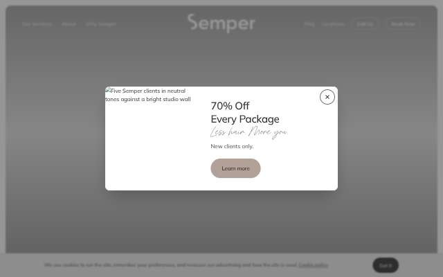Semper Laser's page as the assistant saw it
