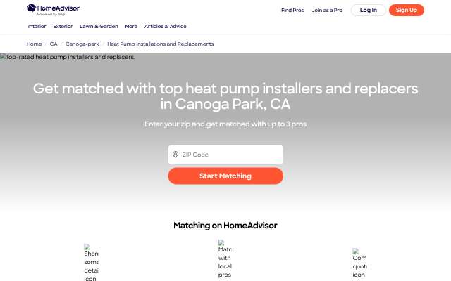 A/D Air Conditioning & Heating, Inc.'s page as the assistant saw it
