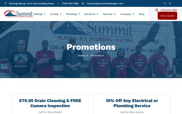 Summit Heating & A/C's page as the assistant saw it