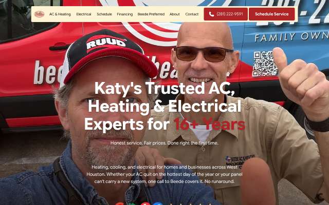 Beede AC & Heating's page as the assistant saw it
