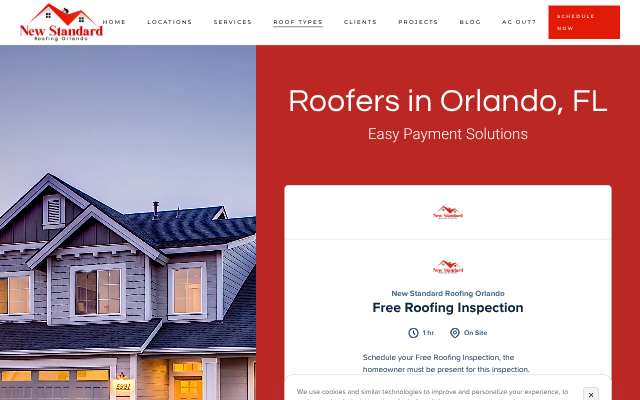 New Standard Roofing Orlando's page as the assistant saw it