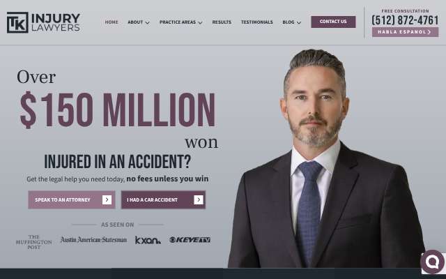 TK Injury Lawyers (Jim Terry, Austin Taylor, Trent Kelly)'s page as the assistant saw it