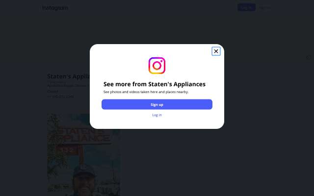Staten's Appliances's page as the assistant saw it