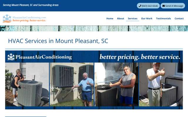 Pleasant Air Conditioning's page as the assistant saw it