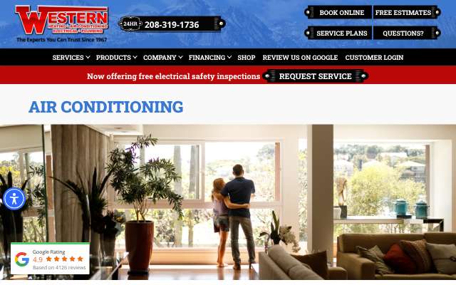 Western Heating & Air Conditioning's page as the assistant saw it