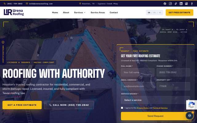 Urena Roofing and Contractor's page as the assistant saw it
