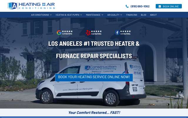 LA Heating & Air's page as the assistant saw it