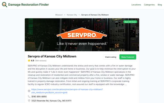 Page cited for SERVPRO of Kansas City Midtown