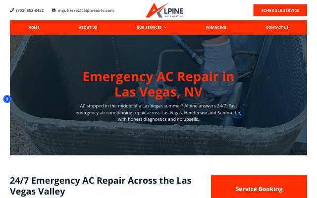 Alpine Air Conditioning & Heating's page as the assistant saw it
