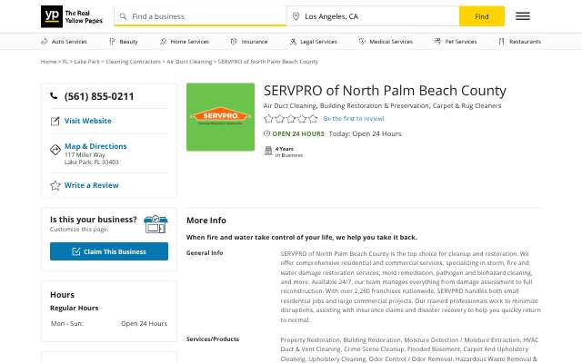 Page cited for SERVPRO of North Palm Beach County