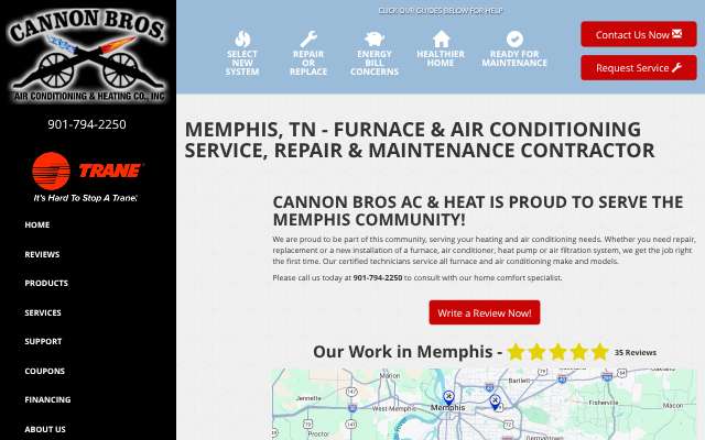 Cannon Bros AC & Heat's page as the assistant saw it