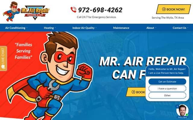 Mr. Air Repair's page as the assistant saw it